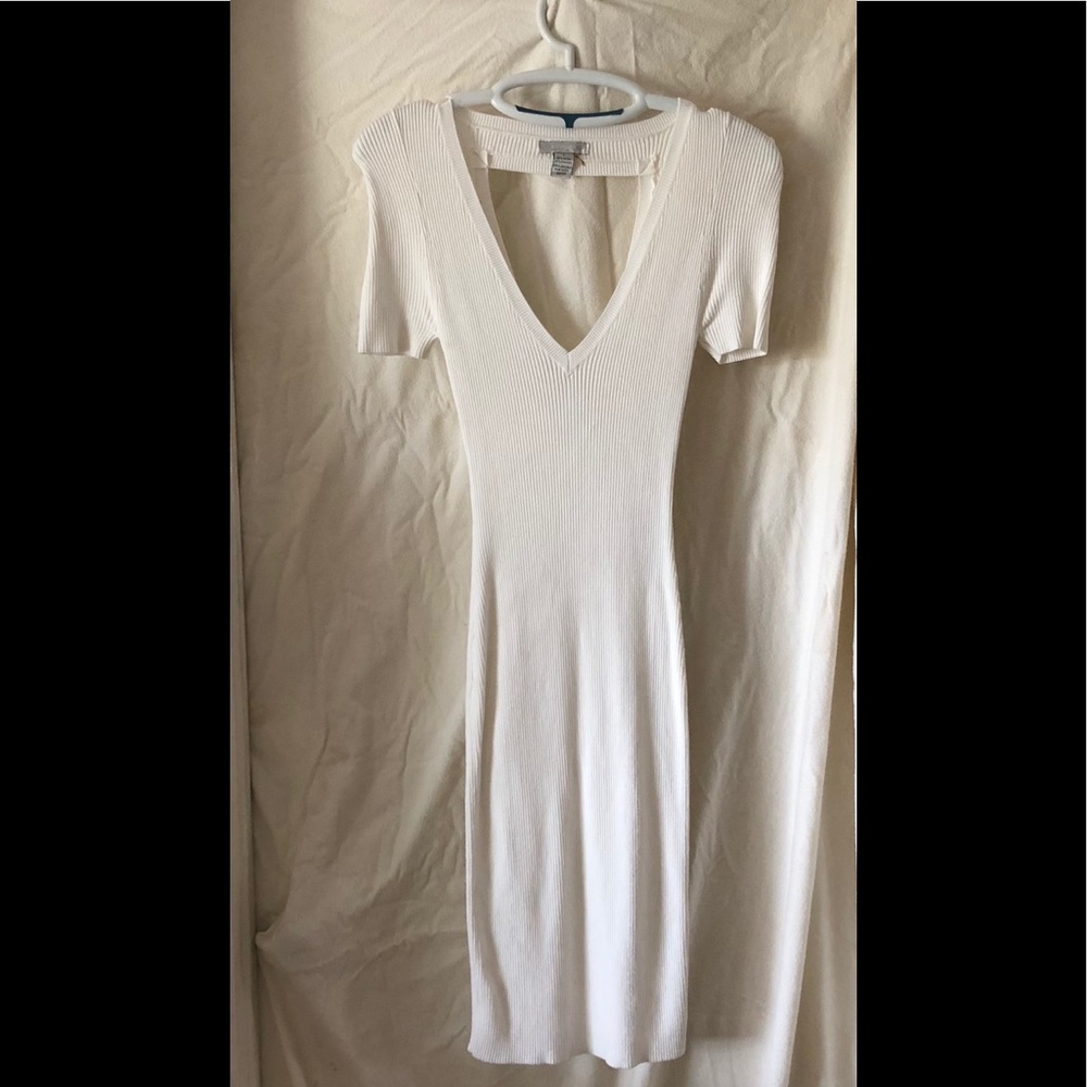 Naked wardrobe.. plugging v-neck ribbed midi dress